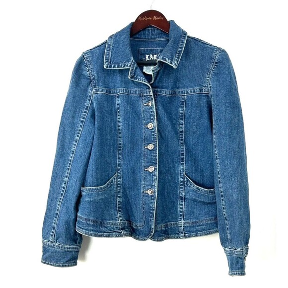Live A Little LAL Women Blue Denim Jean Jacket Fitted Classic Sz PXL 1153E2 - Picture 3 of 11